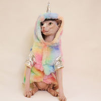 Sphynx Kat Kleding Winter Plus Fleece Dikke Kleding Voor Sphinx Kat Kitten Tie-Dye Hooded Gewatteerde Jas Sphinksu Kleding