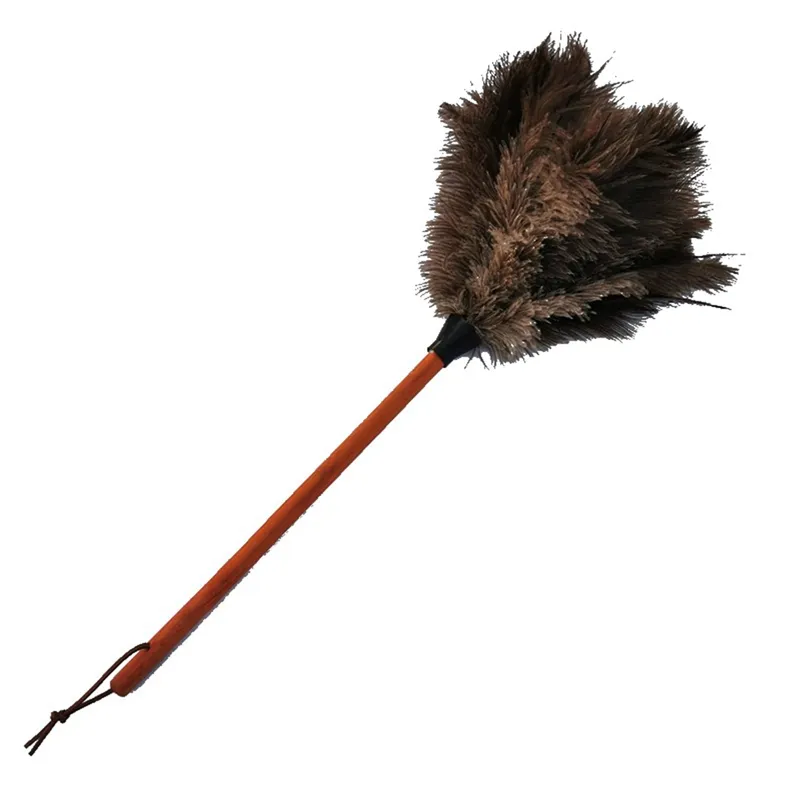 Anti-Static Ostrich Feather Fur Brush Duster Dust Cleaning Tool Wooden  Handle