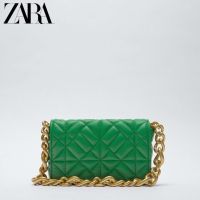 2023 ZARAˉNew Mizi Embroidered Soft Leather Casual Womens Bag with Diamond Grid Thick Chain French Underarm Bag