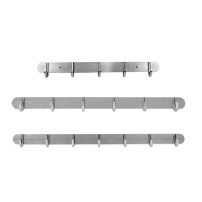 5/6/7 Aluminum Alloy Wall Mounted Hooks Coats Clothes Towel Hat Row Hooks Hanger Towel Rack Bathroom Supplies With Tools Bag Adhesives Tape