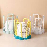 6 PCS Rotary Telescopic Bowl Rack Plastic Dish Storage Rack