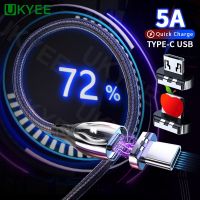 【Taotao Electronics】 UKYEE 100วัตต์5A สายแม่เหล็ก LED อย่างรวดเร็วชาร์จ USB Type C แม่เหล็กสายข้อมูลสำหรับโทรศัพท์มือถือ XiaoMI MACBOOK ค่าใช้จ่ายได้อย่างรวดเร็ว