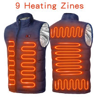 Winter New 9 Areas Heated Vest Men USB Electric Heating Jacket Thermal Waistcoat Winter Hunting Outdoor Vest