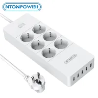 NTONPOWER 1700J Surge Protector 6AC Ports + 5USB Ports Network Filter Smart Power Strip with 1.5M Extension Cord for Home Office