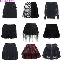 【CC】 Goth Pleated Skirt Kawaii A High-waisted Skirts Streetwear