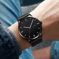 ZZOOI CRRJU Men Watch Thin Quartz Waterproof Wristwatch Classic Business Casual Clock with Date Display Relogio Masculino