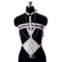 【cw】 Leather Harness Punk Waist Pole Bondage Garter Adjust Size