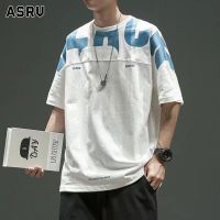 ASRV เสื้อยืดแขนสั้นผู้ชาย,เสื้อยืดแขนสั้นคู่ทรงหลวมพิมพ์ลายใหญ่แขนห้าแขนโลโก้ยอดนิยมสำหรับผู้ชายฤดูร้อน