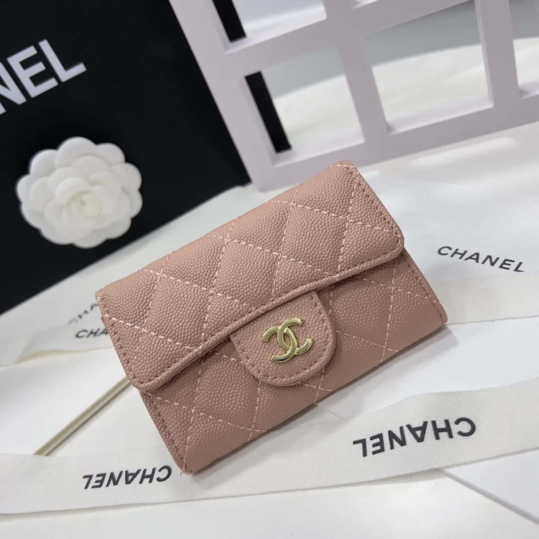 Brand packaging 2022 CH new simple small card bag card holder imported  sheepskin gold and silver buckle coin wallet multicard card holder short  wallet card holder 0214  Lazadavn