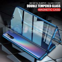 ⇎เคส Xiaomi Note 10 Note 10 Pro สองด้านด้านหน้า หลังกระจกแม่เหล็กดูดซับ 360 เต็มร่างกายป้องกันแม่เหล็กฮาร์ดปกหลัง