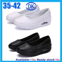 Lady white nurse shoes womens air cushion shoes heighten slope heel black casual shoes