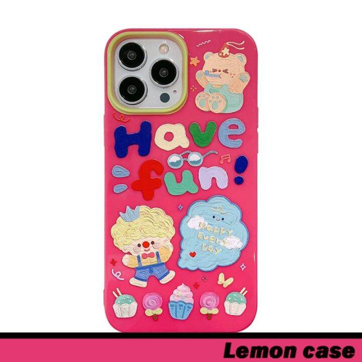 lemon-เคสโทรศัพท์มือถือ-แบบนิ่ม-ลายการ์ตูนกราฟฟิตี้-สีชมพู-มันวาว-สไตล์เกาหลี-สําหรับ-14-14pro-14plus-14promax-7-8-7plus-8plus-11-12-x-xs-xr-xsmax-11pro-12pro-11promax-12promax-13-13pro-13promax-qc731