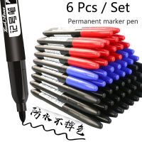 【CW】6 Pcs/Set Marker Pen Waterproof Permanent Fine Point 1.5 Mm Fiber Tip Paint Marker Color Pens Stationery School Supplies
