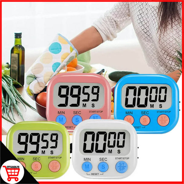 4 Pieces Digital Kitchen Timers, Large LED Display Magnetic