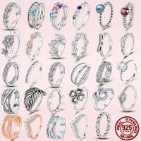 2022 Finger Ring Real 925 Sterling Silver Rings For Women Infinite Flower Princess Wishbone Heart Engagement Ring Anillo Jewelry