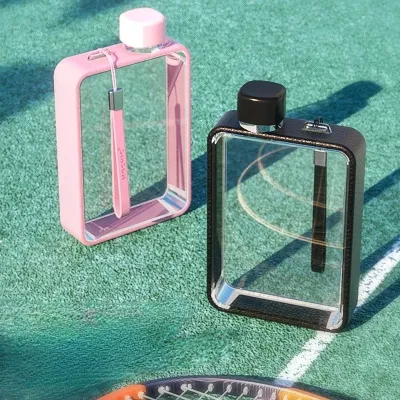 【CC】☸  380ML Bottle Flat Cup A5  Outdoor Transparent Kettle