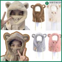 HBTRED น่ารักน่ารักๆ ฤดูหนาวที่อบอุ่น กันลม หมวกบีนนี่ ตุ๊กตาผ้าพลัฌ Earflap earmuff ผ้าพันคอหมวก