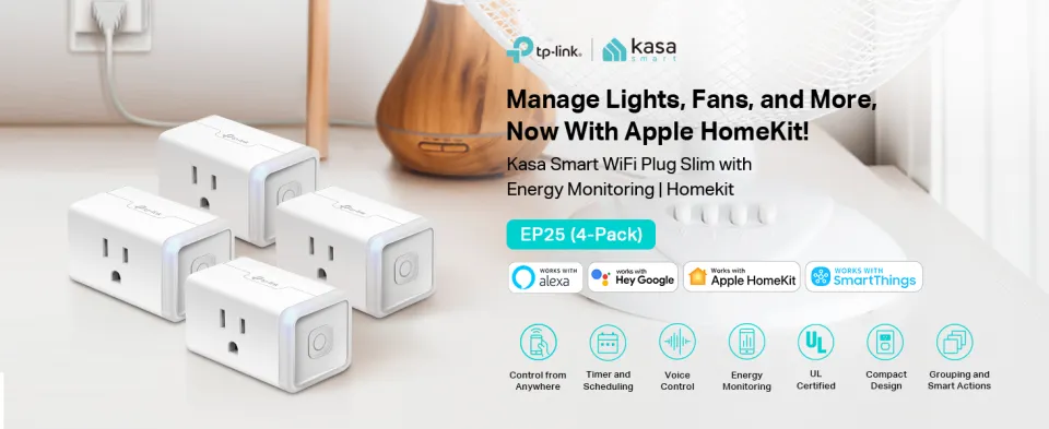 Kasa Smart Plug Ultra Mini 15A, Smart Home Wi-Fi Outlet Works with Alexa,  Google Home & IFTTT, No Hub Required, UL Certified, 2.4G WiFi Only