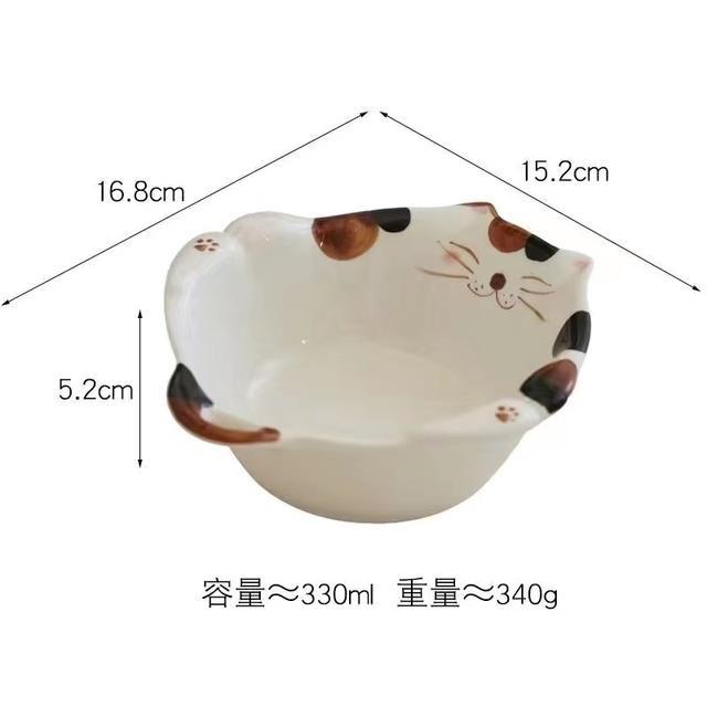 pastoral-cat-dish-japanese-ceramic-dish-cute-cat-shaped-plates-fruit-salad-plate-underglaze-color-bowl