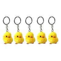 5Pcs Furry Yellow Duck Fluff Soft Chick Keychains Easter Keyring Handbag Jewelry