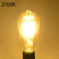 หลอดไฟ LED เอดิสันโบราณคุณภาพสูง E26 4W 6W 8W เปลือกแก้วสีทอง Retro LED Filament Light ST64 E27 AC110V 140V โคมไฟหรี่แสงได้◘