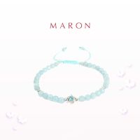 MARON - สร้อยข้อมือ (เชือกถัก) X อัญมณีมงคล เสริมดวงประจำวัน | My Lucky Stars Bracelet with Aquamarine &amp; Swiss Blue Topaz เงินแท้ พลอยแท้ ชุบทองคำขาว White Gold