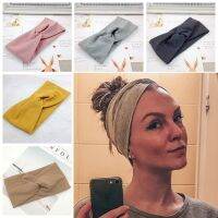 【CW】 Headband Color Wide Turban Twist Knitted Cotton Hairband Makeup Elastic Hair Bands Accessories