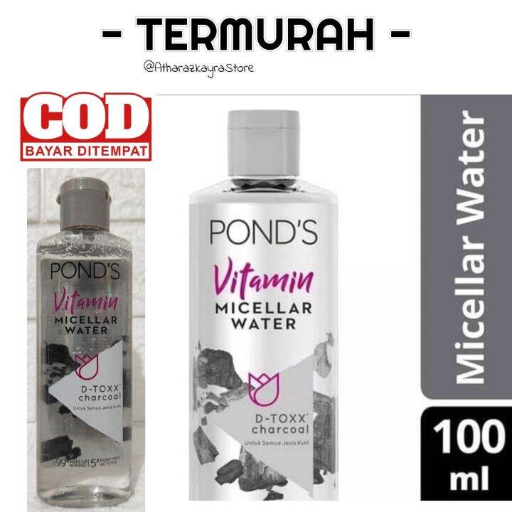 Ponds Vitamin Micellar Water Makeup Remover DToxx Charcoal Oily & Acne