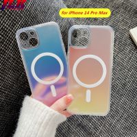 [Jlk] Gradient สี Matte MagSafe Clear Case สำหรับ iPhone 14/13/12 Pro Max 14Plus 13Pro 12Pro โปร่งใสกันกระแทก Mag-Netic กล้องเลนส์ป้องกัน14ProMax 13ProMax Case