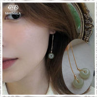 S925ทองยาวเงิน Hetian หยก Art Girl ต่างหู MARMALA JEWELRY