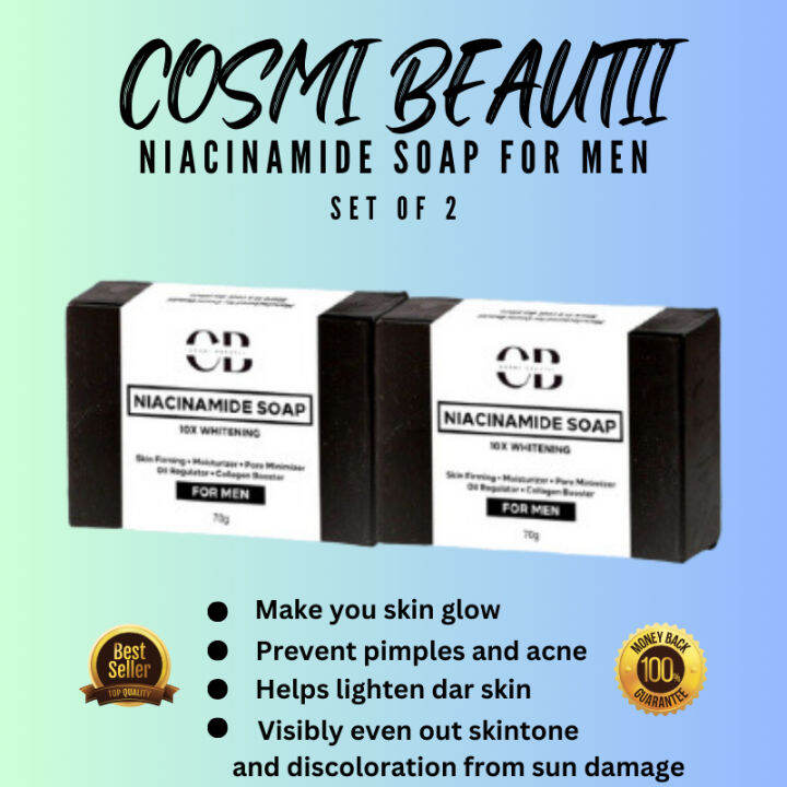 2 SETS OF COSMI BEAUTII NIACINAMIDE SOAP FOR MEN 10X WHITENING SOAP ...