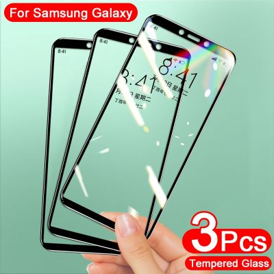 A3 A8 [spot goods66]Samsung Galaxy A7 2017กระจกนิรภัยสำหรับ3ชิ้น,A6 A5บวก A750 2018ปกป้องหน้าจอ J5 J7 J3โปร J6 J8