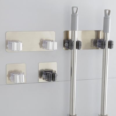 1pcs Wall Mounted Mops Holder Multi-Purpose Hooks Self Adhesive Broom Hanger Hook Kitchen Bathroom Organizer Strong Wall Hooks