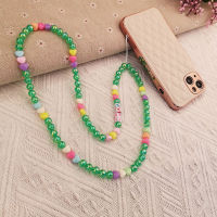 Beads Mobile Phone Chain For Women Girls Cellphone Strap Anti-Lost Lanyard Long Beaded Heart Lanyard Trendy Crystal Stone