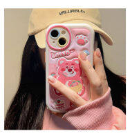 เน็ตแดงสีชมพูน่ารักการ์ตูนสตรอเบอร์รี่หมีกรณีโทรศัพท์สำหรับ iphone14promax แฟชั่นสีกรณีโทรศัพท์สำหรับ iphone13 กรณีโทรศัพท์พิมพ์สามมิติสำหรับ iphone11promax