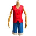 Japanese One Piece Cosplay Set Anime Monkey D Luffy Vest  Pants Red  Waistcost Blue Shorts Man Trousers  Cosplay Costumes  AliExpress