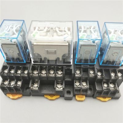 【Worth-Buy】 1Pc Ly4nj Ac 110V 220V Dc 12V Dc 24V 14pin Silver Power ขดลวดเครื่องถ่ายทอดสัญญาณ4pdt พร้อมหลอดไฟอะแดปเตอร์