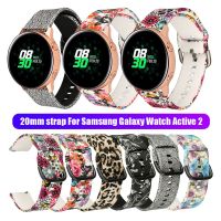 CFOMVX SHOP สายรัดสายรัดข้อมือกำไล20มม. แบบนิ่มสำหรับ Samsung Galaxy Watch Active 2 42มม. ลายดอกไม้สายนาฬิกาข้อมือซิลิโคน