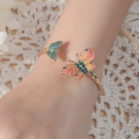 Crystal Colorful Butterfly Bracelet Small Insect Adjustable Open Cuff Bracelet For Women Jewelery Gift