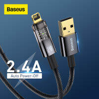 Baseus Auto Power-Off Fast สายชาร์จสำหรับ iPhone 14 13 Pro Max USB IP 2.4A สายชาร์จสำหรับ iPad