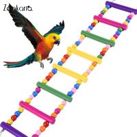 Birds Pets Parrots Ladders Climbing Toy Hanging Colorful Balls With Natural Wood