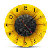 Beaufitul Fresh Sunflower Modern Wall Clock Botanical Yellow Flower Wall Art Natural Home Decor Helianthus Hanging Timepieces