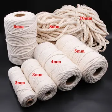 1mm/2mm/3mm/4mm/5mm/6mm White Cotton Cord Natural Beige Twisted Cord Rope  Craft Macrame String DIY Handmade Hom