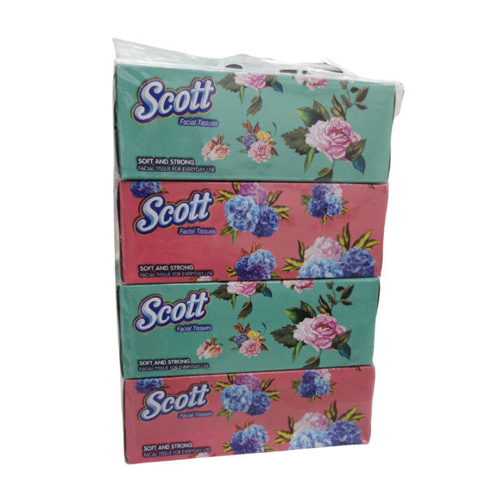 SCOTT Facial Tissues Scott 4 x 90 Sheets 2 Ply 4Box Per Pack Lazada
