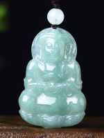 High-end Original Natural Burmese Jewelry Jade Avalokitesvara Head Pendant Mens Ice Jade Jade Pendant Avalokitesvara Mens Jade Pendant Necklace