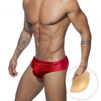 Sexy Mens Glitter Push Pad Bathing Suit Nylon Low Waist Bikini Swim Briefs Sport Beach Swimwear Fashion Male Bright Surf Trunks Swimwear