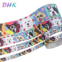 【CC】 4 sizes options 5yards dog Printed Grosgrain Accessory Hairbow Headwear Decoration Wholesale C1839