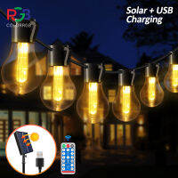 Solar Powered Outdoor String Lights,Waterproof Patio Lights, 8.7M 20 Edison Bulbs,8 Modes, Remote Control for Cafe, Porch,