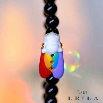 Leila Amulets แมลงภู่คำ ตาเพชร รุ่นบังเกิดทรัพย์ Baby Leila Collection รุ่น Pride Month (พร้อมกำไลหินฟรีตามรูป)