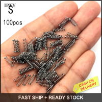 IPTY 100pcs fishhooks หนามตกปลาบิดล็อคเบ็ดตกปลาฤดูใบไม้ผลิสแตนเลส